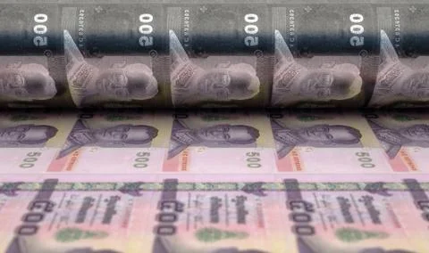 Printing Thailand Bhat Notes Stock Photos