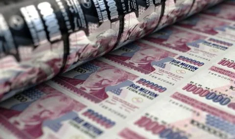 Printing Turkish Lira Notes イラスト素材
