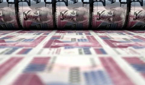 Printing Turkish Lira Notes Stock Illustration