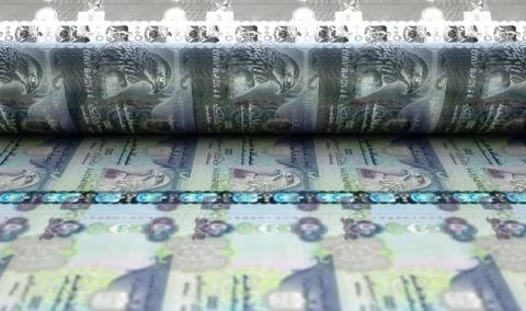Printing UAE Dirham Notes Stock Photos