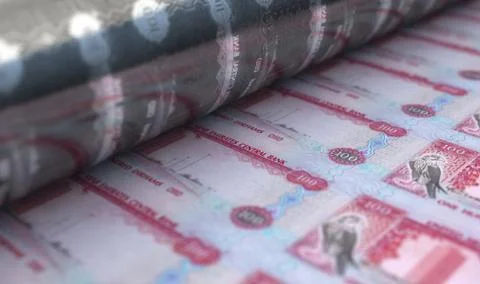 Printing UAE Dirham Notes Foto stock