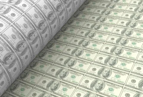 Printing US dollar banknotes Illustrazione stock