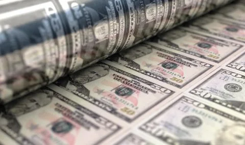 Printing US Dollar Notes イラスト素材