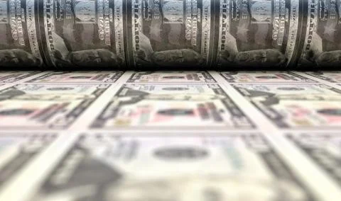 Printing US Dollar Notes イラスト素材