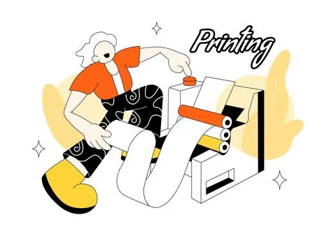 Printing Vector Illustration Featuring Digital Print Services, Colorful Ink.. Stock Illustration