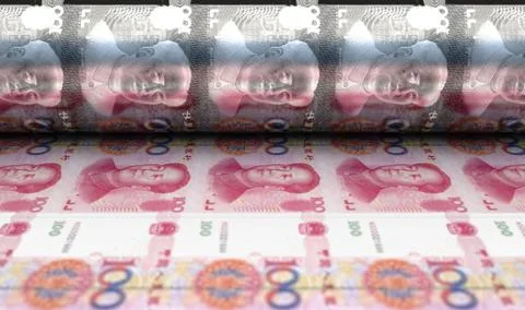 Printing Yuan Renminbi Notes イラスト素材