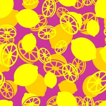 PrintLemon pattern seamless. whole fruit, slice and lemon wedge background... Illustrazione stock