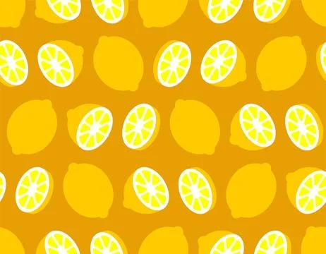 PrintLemon pattern seamless. whole fruit, slice and lemon wedge background... Illustrazione stock