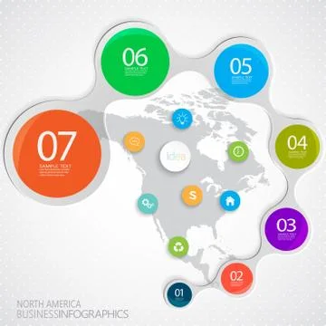 PrintNorth America Map and Elements Infographic. Vector illustration Stock Illustration