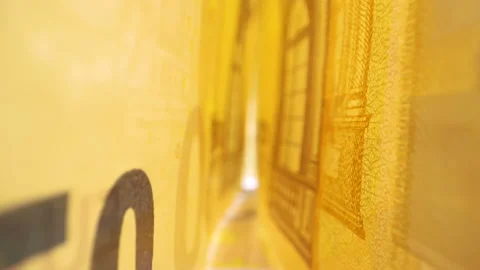 The prints of the 50 Euro bills on the table Stock Footage 138538410