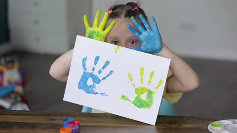 Prints of children's hands Stock Footage 235896521