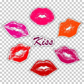 Prints of female lips Stock Illustration