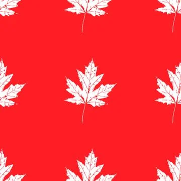 Prints of leaves of trees. Seamless pattern. Canadian Maple. 스톡 일러스트