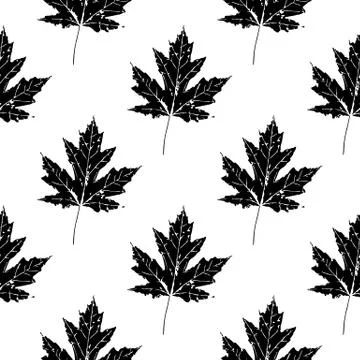 Prints of leaves of trees. Seamless pattern. Canadian Maple. Illustrazione stock