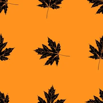 Prints of leaves of trees. Seamless pattern. Canadian Maple. Illustrazione stock