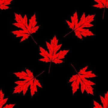 Prints of leaves of trees. Seamless pattern. Canadian Maple. Illustrazione stock