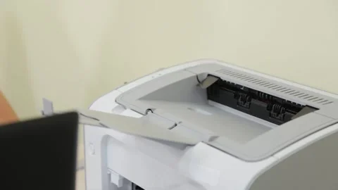 Prints the printer on paper. Stock Footage 138458831