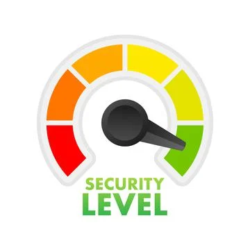 PrintSecurity level speedometer. Cyber safety concept. Internet network security Stock Illustration