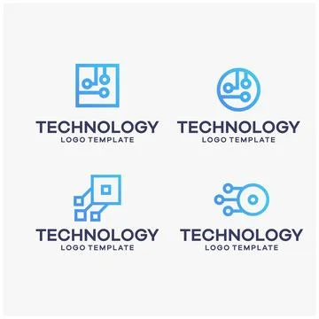 Printset gradient technology, dot, connection logo design template Stock Illustration
