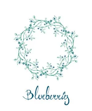 PrintSprig with blueberries. Stock Illustration