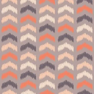 PrintVector colorful ikat arrows repeat seamless pattern. Purple and orange Stock Illustration
