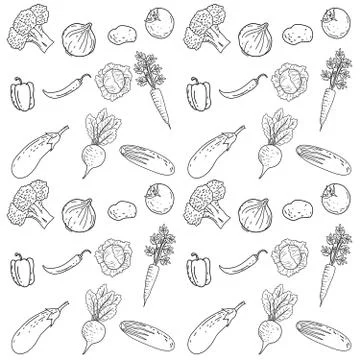 Printvegetable pattern isolated in white background Stock Illustration