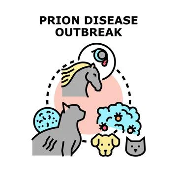 Prion disease outbreak affecting various animals concept Stock Illustration