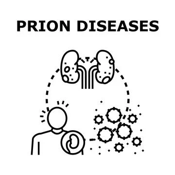 Prion diseases affecting human kidneys and brain Stock Illustration