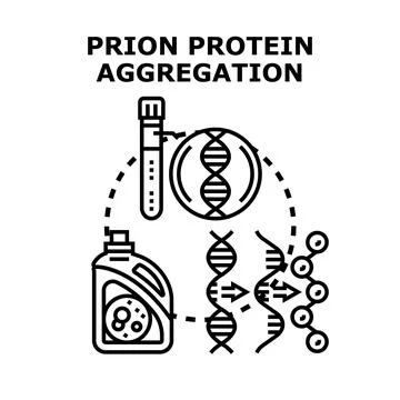 Prion protein aggregation causing neurological disease concept Illustrazione stock