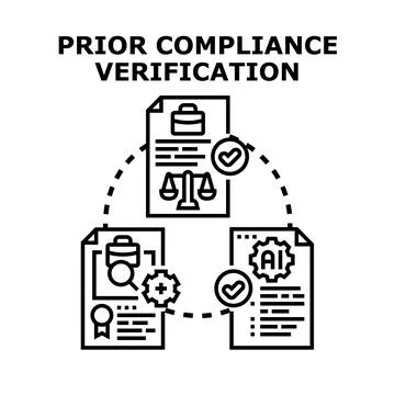 Prior compliance verification process documenting business regulation Stock Illustration