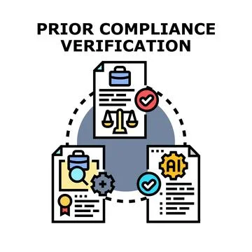 Prior compliance verification process documenting business regulation Stock Illustration