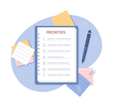 Priorities list 2D vector isolated illustration Stock Illustration