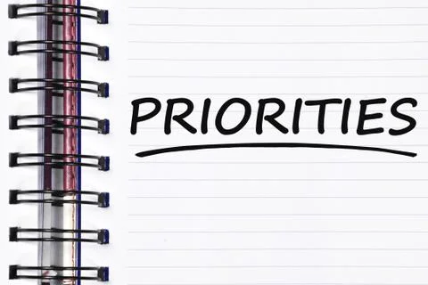 Priorities words on spring note book 写真素材