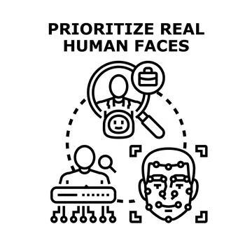 Prioritizing authentic human faces in digital identity Stock Illustration
