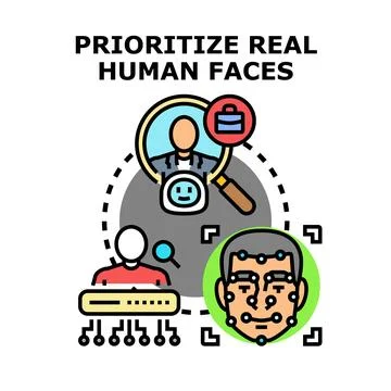 Prioritizing authentic human faces in digital identity Stock Illustration