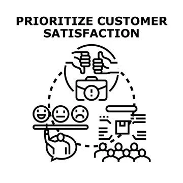 Prioritizing customer satisfaction concept for business development Stock Illustration