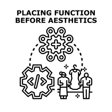 Prioritizing function over aesthetic design process Stockillustratie