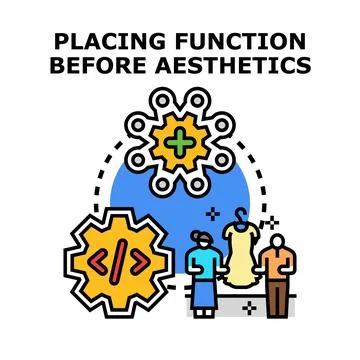 Prioritizing function over aesthetic design process Stockillustratie