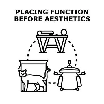 Prioritizing function over form and aesthetic design Stock Illustration