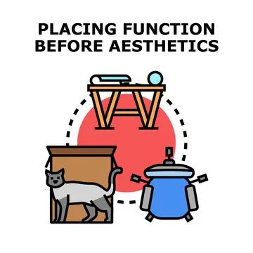 Prioritizing function over form and aesthetic design Stock Illustration