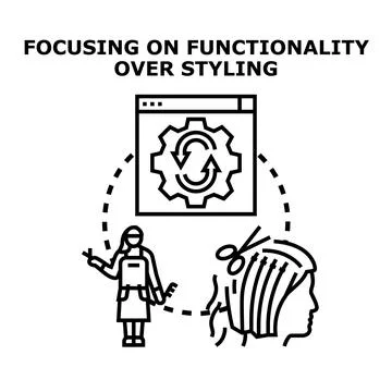 Prioritizing functionality over styling and aesthetics process Stock Illustration