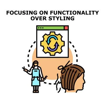 Prioritizing functionality over styling and aesthetics process Stock Illustration