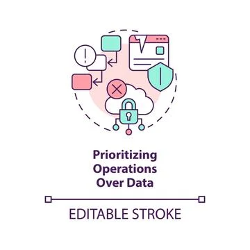 Prioritizing operations over data concept icon Illustrazione stock
