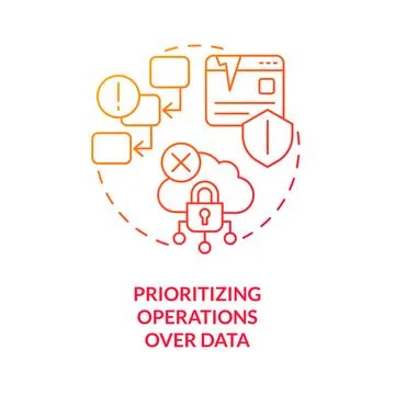 Prioritizing operations over data red gradient concept icon Illustrazione stock