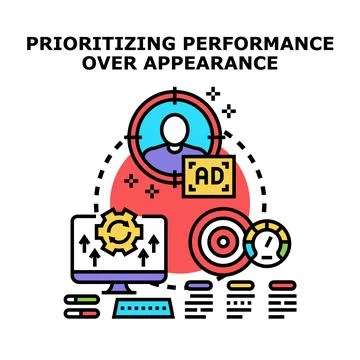 Prioritizing performance over appearance for business optimization Stockillustratie