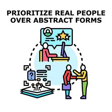 Prioritizing real people and human connection over abstract digital forms Stock Illustration