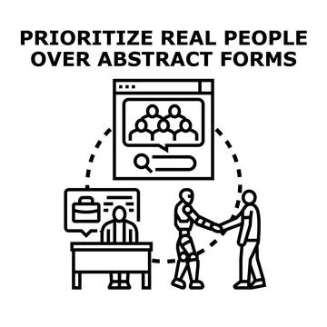 Prioritizing real people over abstract forms concept Stockillustratie
