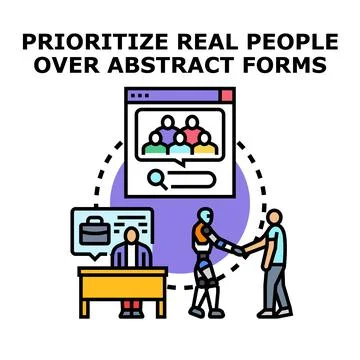 Prioritizing real people over abstract forms concept Stockillustratie