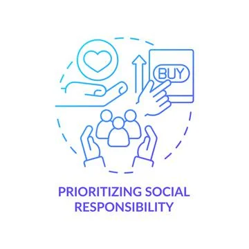Prioritizing social responsibility blue gradient concept icon Stock Illustration
