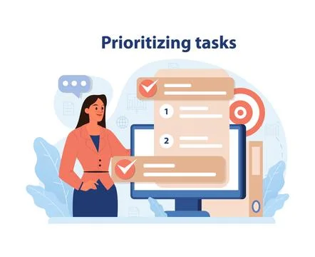 Prioritizing tasks concept. Flat vector illustration. Stock Illustration